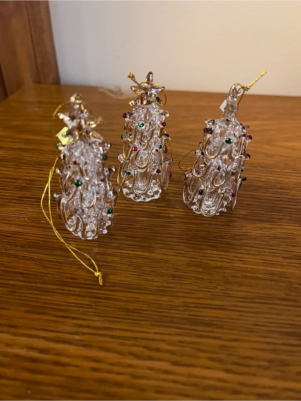 Glass Christmas Tree Ornaments with Red and Green Accents
